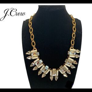 J. Crew Cream clear rhinestone gem jewel embellished necklace
